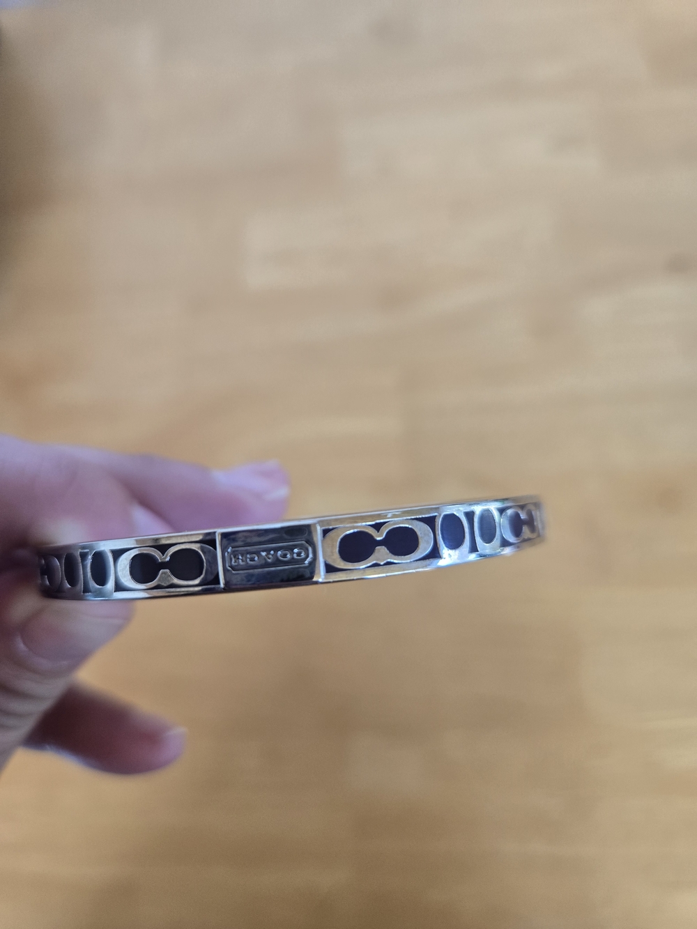 Coach Women’s Silver-Tone Signature Link Bangle Bracelet